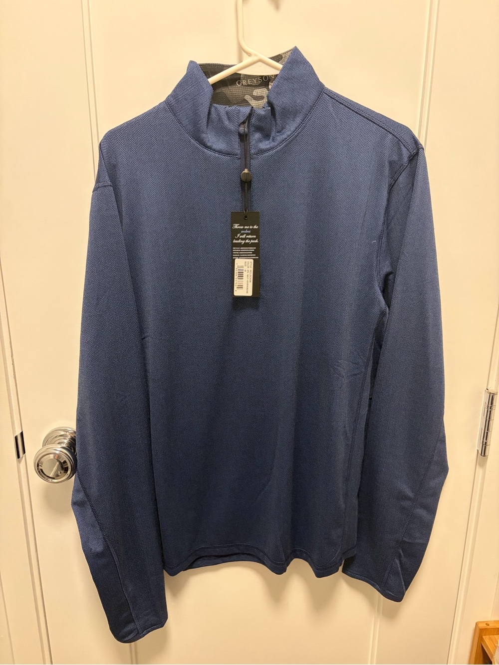 Greyson Navy Herringbone Quarter-Zip Pullover